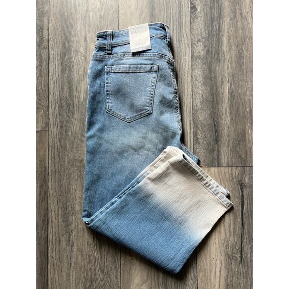 NEW High Waist Dip Dye Crop Jeans 8P - Picture 4 of 5